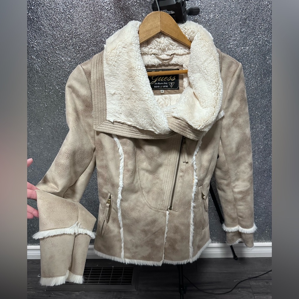 Guess - Women's Tan Shearling Jacket